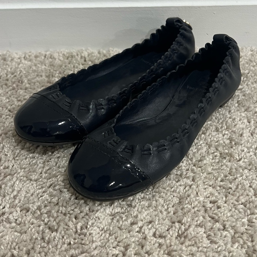 SOLD!!! Tory Burch Black Flats with Perforated Design - Picture 1 of 7